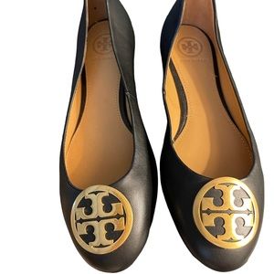 Tori Burch Size 6 1/2 Black Benton Ballet Leather Flats- New Without Tag